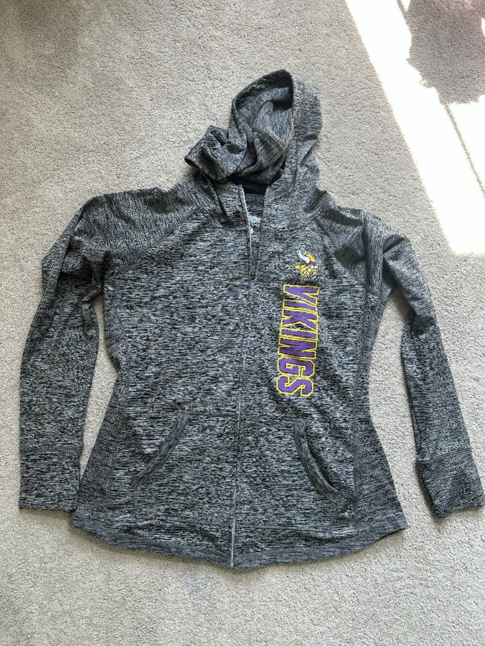 4her by Carl Banks Minnesota Vikings Thumbhole Zip Hoodie Size L NWOT